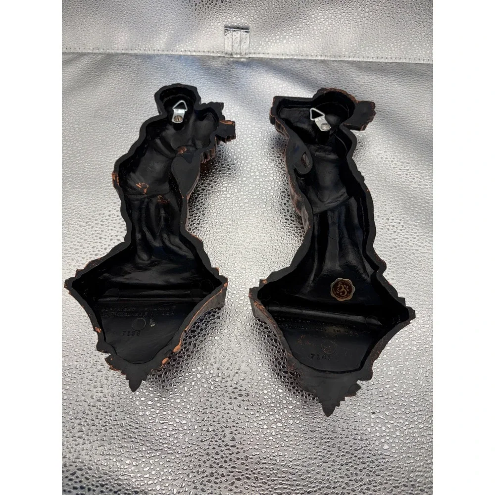 Vintage Coppercraft Guild Cherub Wall Shelves Pair Copper Faux Resin Corbel 7149